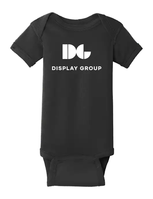 Rabbit Skins Black Infant Short Sleeve Baby Rib Bodysuit w/Display Group Logo