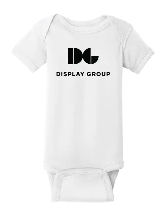 Rabbit Skins White Infant Short Sleeve Baby Rib Bodysuit w/Display Group Logo