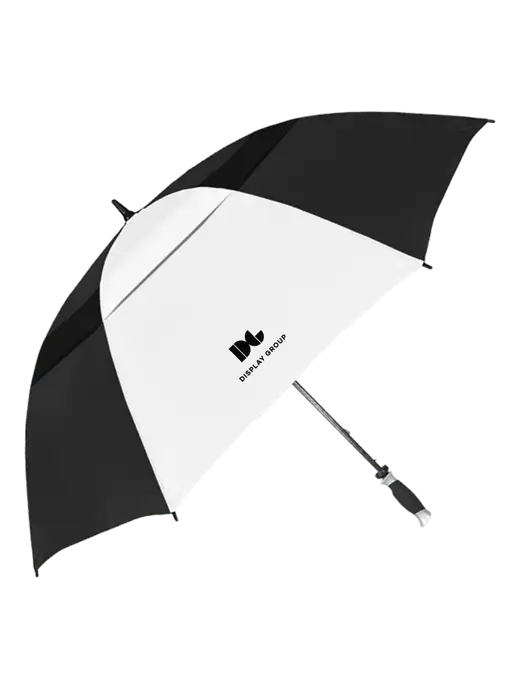 Black/White Vented Typhoon Tamer Golf Umbrella w/Display Group Logo