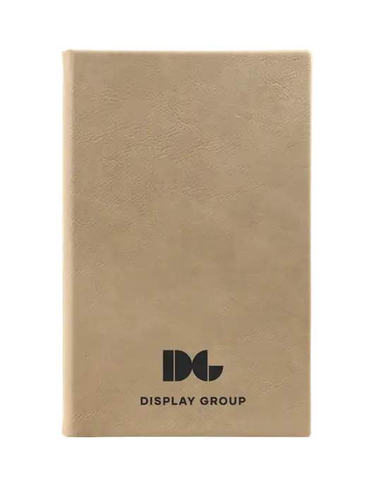 Tan Leatherette 5.25 x 8.25 Journal w/Display Group Logo