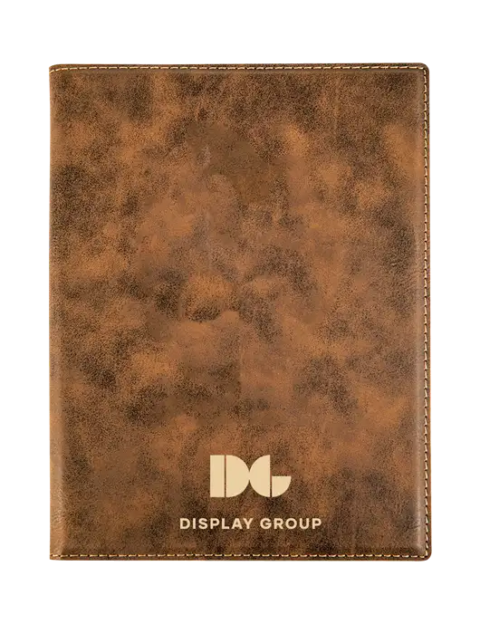 Rustic Leatherette 7 x 9 Portfolio with Notepad w/Display Group Logo