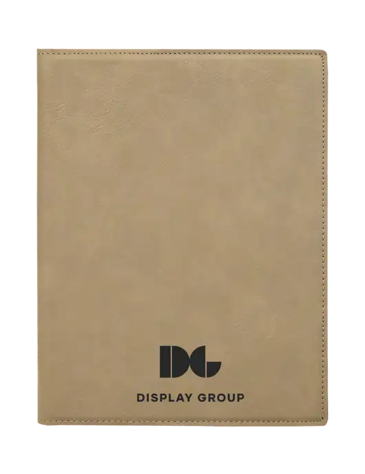 Tan Leatherette 7 x 9 Portfolio with Notepad w/Display Group Logo
