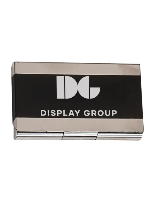Black 3.75 x 2.5 Business Card Holder w/Display Group Logo