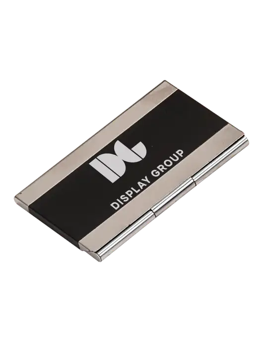 Black 3.75 x 2.5 Business Card Holder w/Display Group Logo
