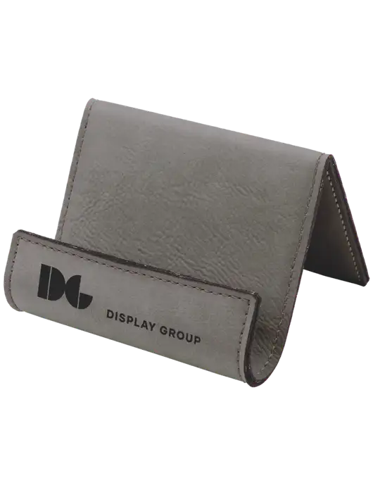 Grey Leatherette Card & Phone Holder w/Display Group Logo