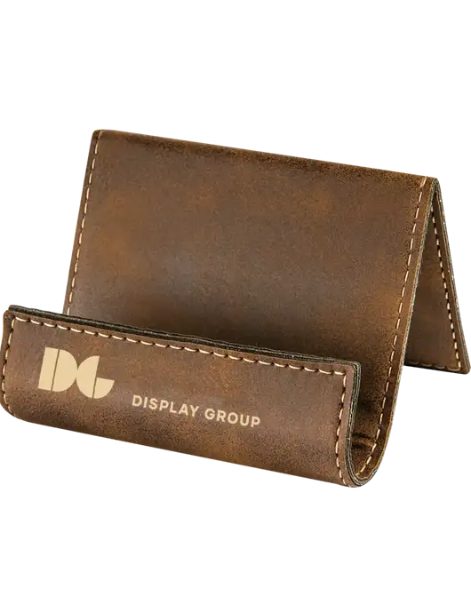 Rustic Leatherette Card & Phone Holder w/Display Group Logo