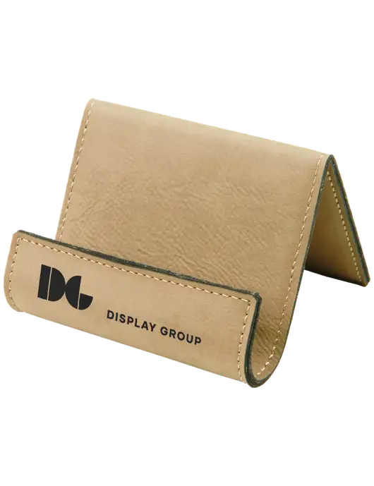 Tan Leatherette Card & Phone Holder w/Display Group Logo