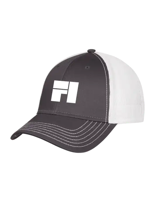 Dark Grey/White Mesh Trucker Cap Snap Back w/Fantasee Integration Logo