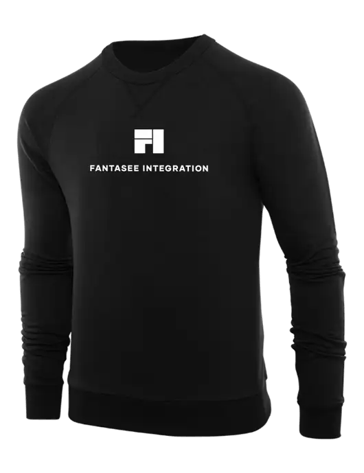 Allmade Deep Black Organic French Terry Crewneck Sweatshirt w/Fantasee Integration Logo