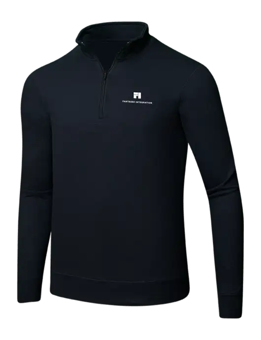 Jet Black 8.5 oz Ring Spun 1/4 Zip Pullover Sweatshirt w/Fantasee Integration Logo