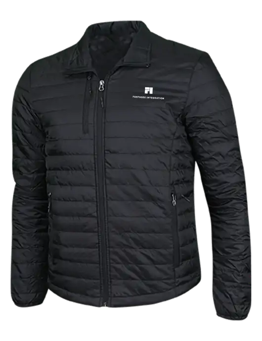 Deep Black Puffy Packable Jacket w/Fantasee Integration Logo