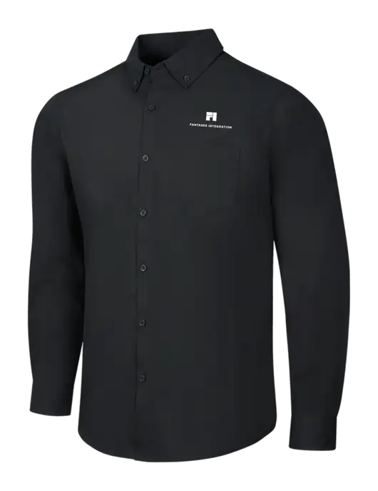 Black Long Sleeve Carefree Poplin Shirt w/Fantasee Integration Logo