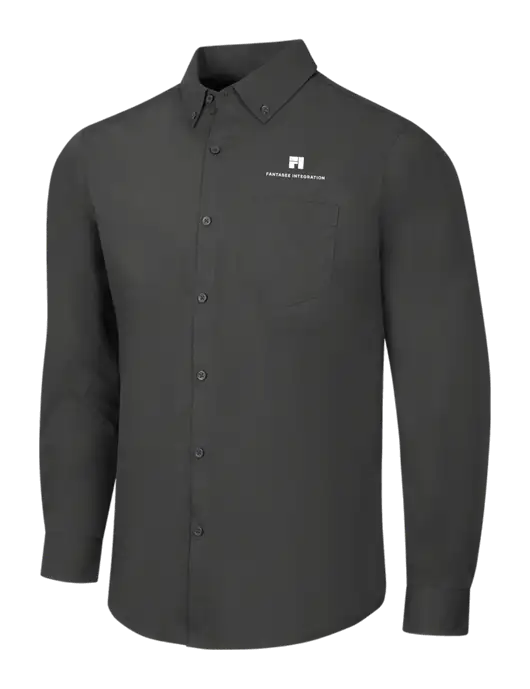 Dark Grey Long Sleeve Carefree Poplin Shirt w/Fantasee Integration Logo