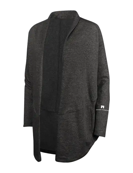 Charcoal Heather/ Medium Heather Grey Womens Interlock Cardigan w/Fantasee Integration Logo