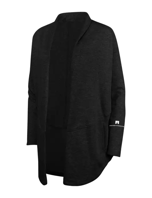 Deep Black/Charcoal Heather Womens Interlock Cardigan w/Fantasee Integration Logo
