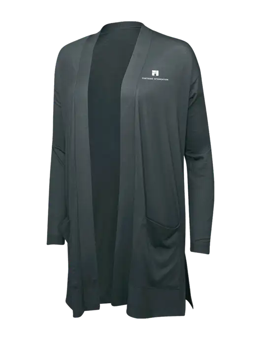 Smoke Grey Womens Concept Long Pocket Cardigan w/Fantasee Integration Logo