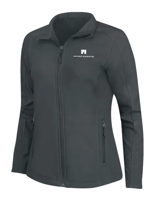 Charcoal Grey Womens Core Soft Shell Jacket w/Fantasee Integration Logo