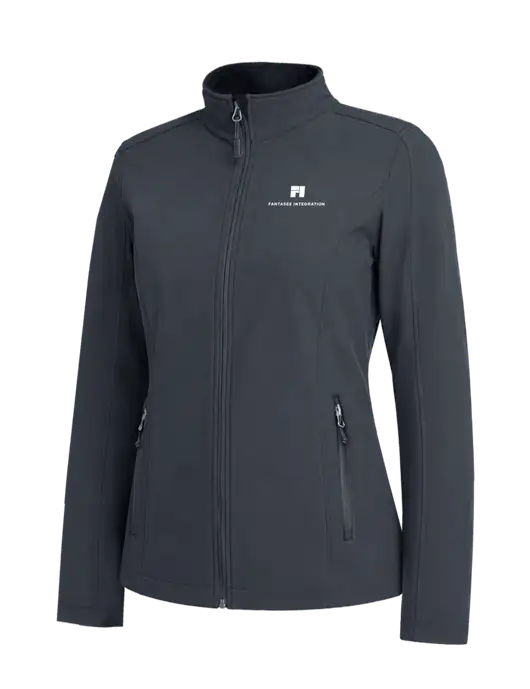 Charcoal Grey Womens Core Soft Shell Jacket w/Fantasee Integration Logo