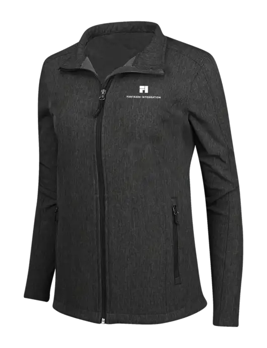Black Charcoal Heather Womens Core Soft Shell Jacket w/Fantasee Integration Logo