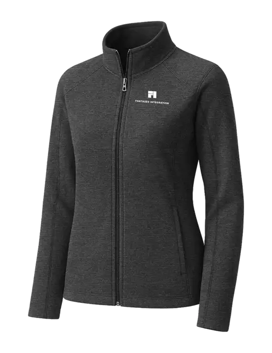 Charcoal Womens Heather Microfleece Full-Zip Jacket w/Fantasee Integration Logo