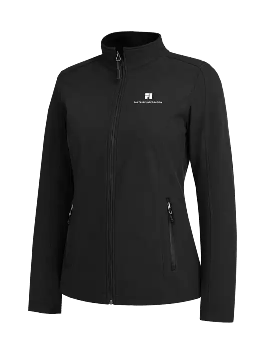 Black Womens Core Soft Shell Jacket w/Fantasee Integration Logo