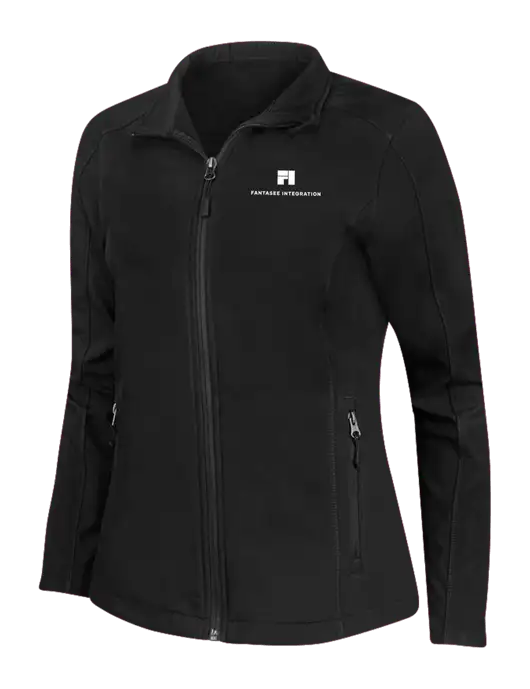 Black Womens Core Soft Shell Jacket w/Fantasee Integration Logo