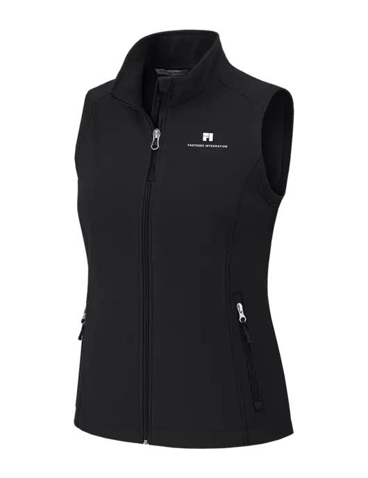 Black Womens Core Soft Shell Vest w/Fantasee Integration Logo