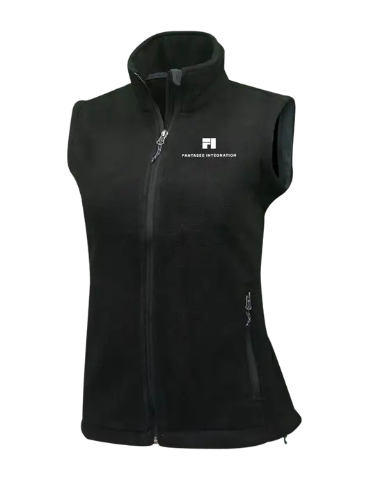 Womens Black Fleece Vest w/Fantasee Integration Logo