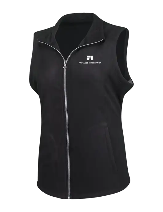 Black Womens Microfleece Vest w/Fantasee Integration Logo