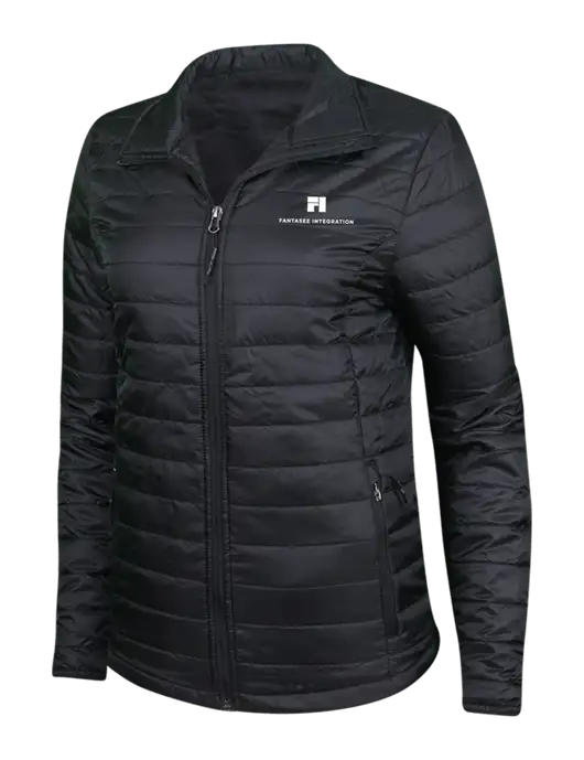 Womens Black Puffy Packable Jacket w/Fantasee Integration Logo