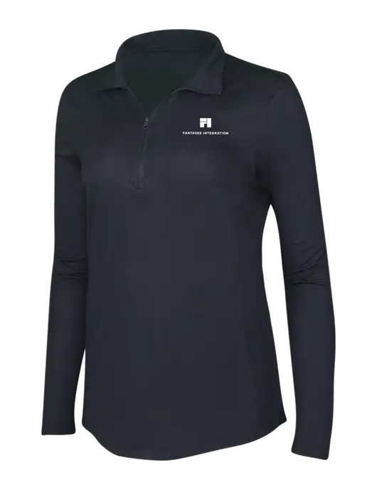 Black Triad Solid Womens Posicharge Tri-Blend Wicking 1/4 Zip Pullover w/Fantasee Integration Logo