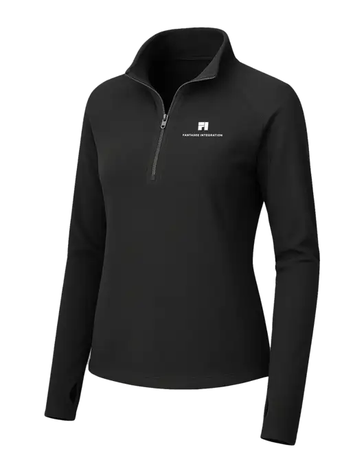 Womens Black Microfleece 1/2 Zip Pullover w/Fantasee Integration Logo
