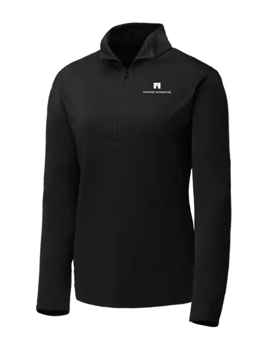Black Womens Posicharge Competitor ¼ Zip Pullover w/Fantasee Integration Logo