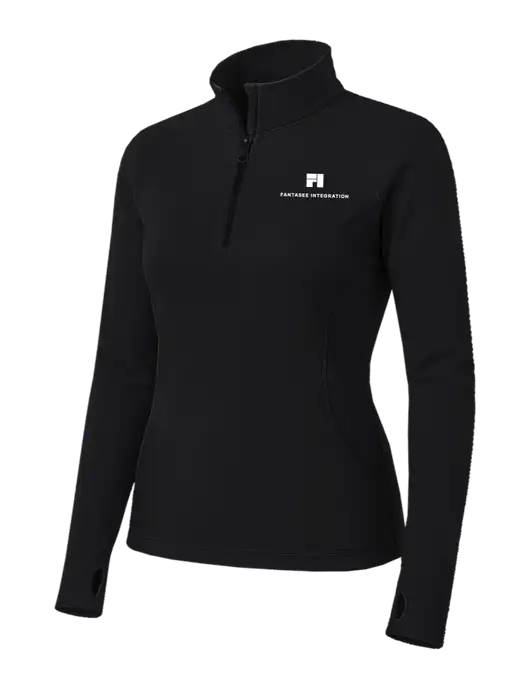 Womens Black Sport Wick Stretch 1/4 Zip Pullover w/Fantasee Integration Logo
