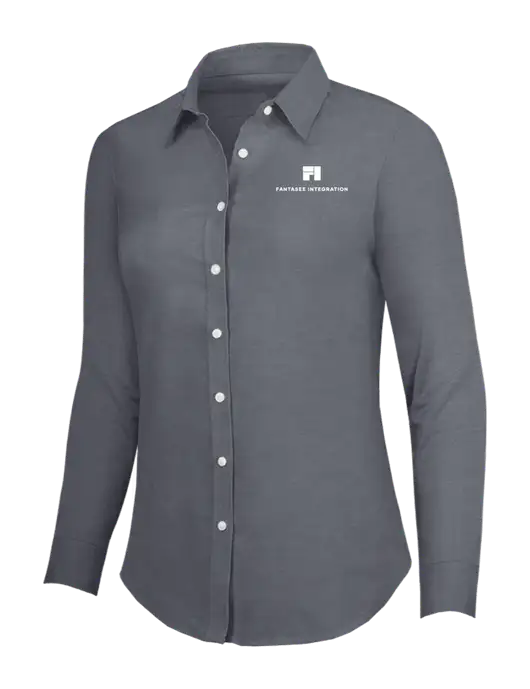 Dark Grey Womens SuperPro Oxford Shirt w/Fantasee Integration Logo