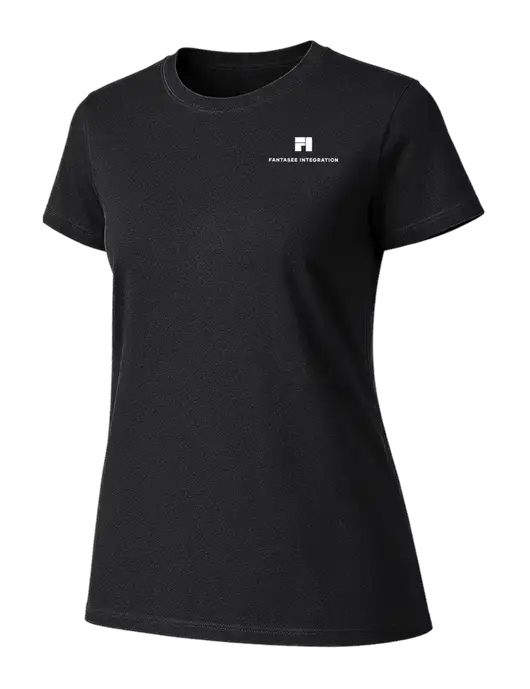 Womens Ring Spun Jet Black 4.5 oz T-Shirt w/Fantasee Integration Logo