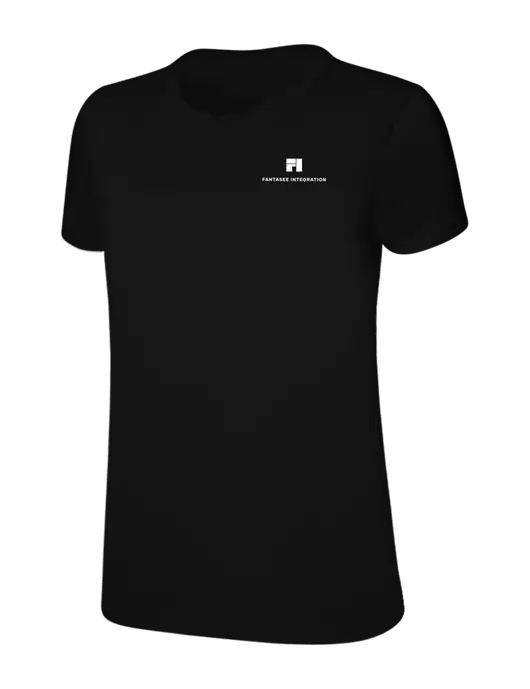 Womens Ring Spun Jet Black 4.5 oz T-Shirt w/Fantasee Integration Logo