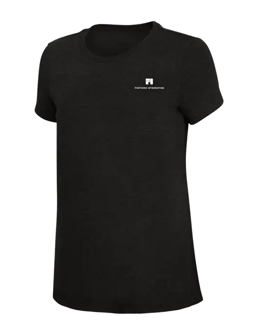 Womens Simply Soft Black 4.5oz Poly/Combed Ring Spun Cotton T-Shirt w/Fantasee Integration Logo