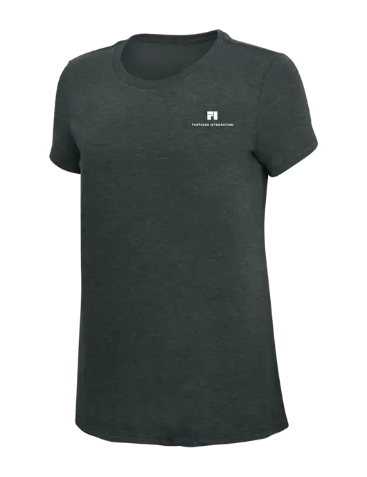 Womens Simply Soft Black Frost 4.5oz Poly/Combed Ring Spun Cotton T-Shirt w/Fantasee Integration Logo