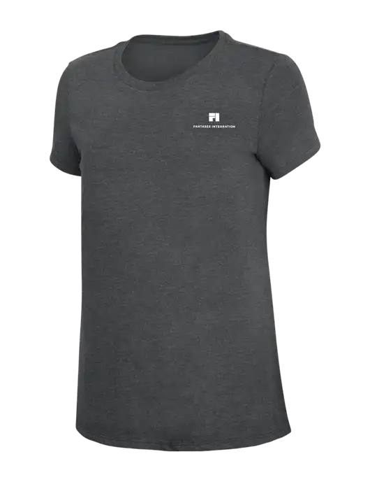 Womens Simply Soft Charcoal 4.5oz Poly/Combed Ring Spun Cotton T-Shirt w/Fantasee Integration Logo
