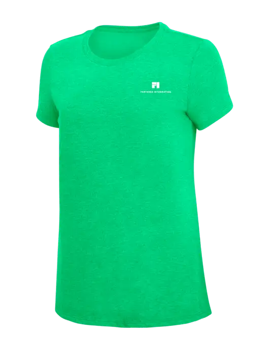 Womens Simply Soft Green Frost 4.5oz Poly/Combed Ring Spun Cotton T-Shirt w/Fantasee Integration Logo