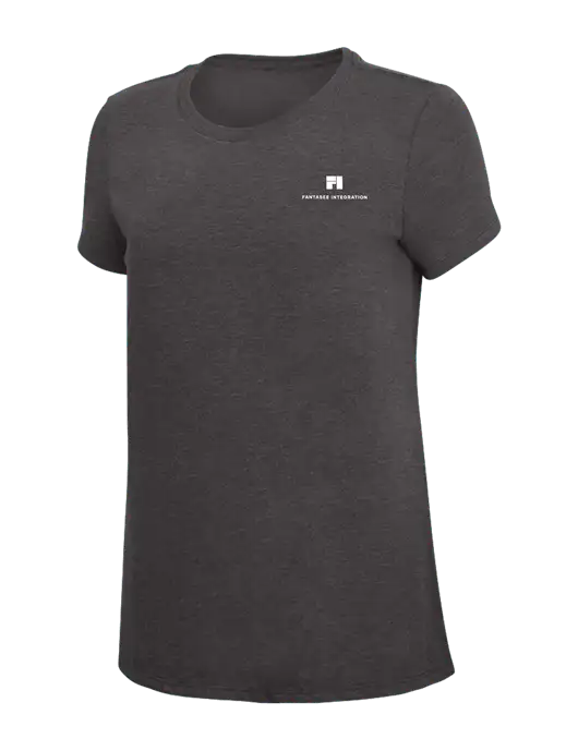 Womens Simply Soft Heather Charcoal 4.5oz  Poly/Combed Ring Spun Cotton T-Shirt w/Fantasee Integration Logo