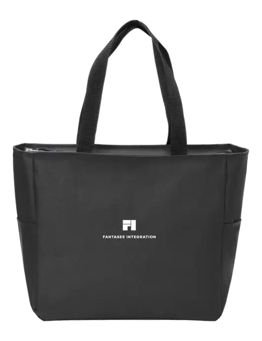 Everyday Black Zip Tote  w/Fantasee Integration Logo