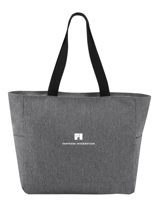 Everyday Heather Grey Zip Tote  w/Fantasee Integration Logo