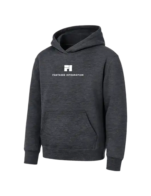 Youth Dark Heather Grey 7.8 oz Pullover Hooded Sweatshirt w/Fantasee Integration Logo