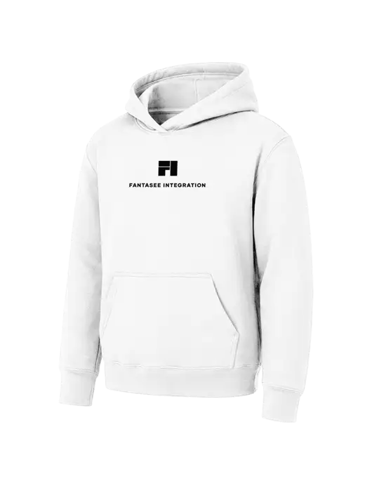 Youth White 7.8 oz Pullover Hooded Sweatshirt w/Fantasee Integration Logo
