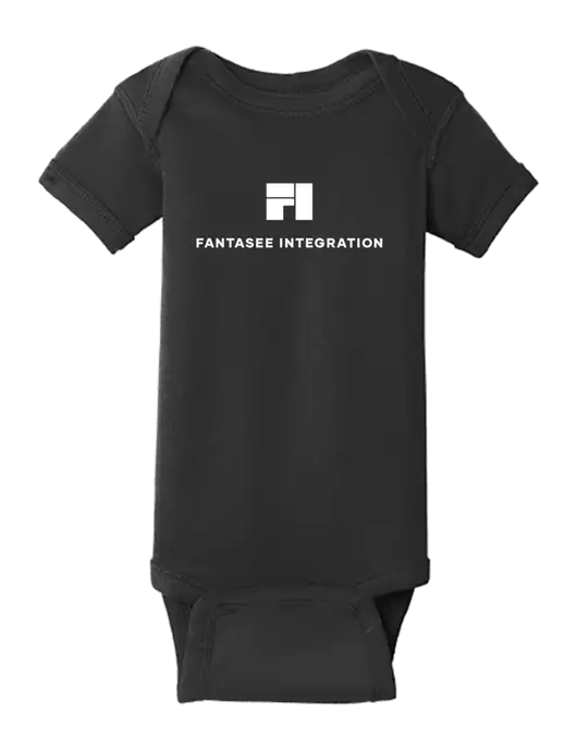 Rabbit Skins Black Infant Short Sleeve Baby Rib Bodysuit w/Fantasee Integration Logo