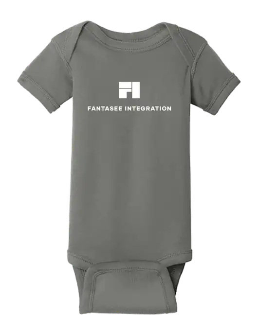 Rabbit Skins Charcoal Infant Short Sleeve Baby Rib Bodysuit w/Fantasee Integration Logo
