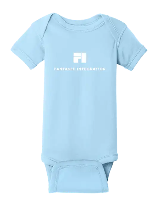 Rabbit Skins Light Blue Infant Short Sleeve Baby Rib Bodysuit w/Fantasee Integration Logo