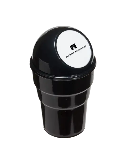 Black Car Cup Holder Trash Can w/Fantasee Integration Logo